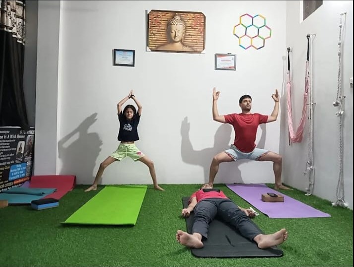 A group yoga class at Yoga with Morningstar